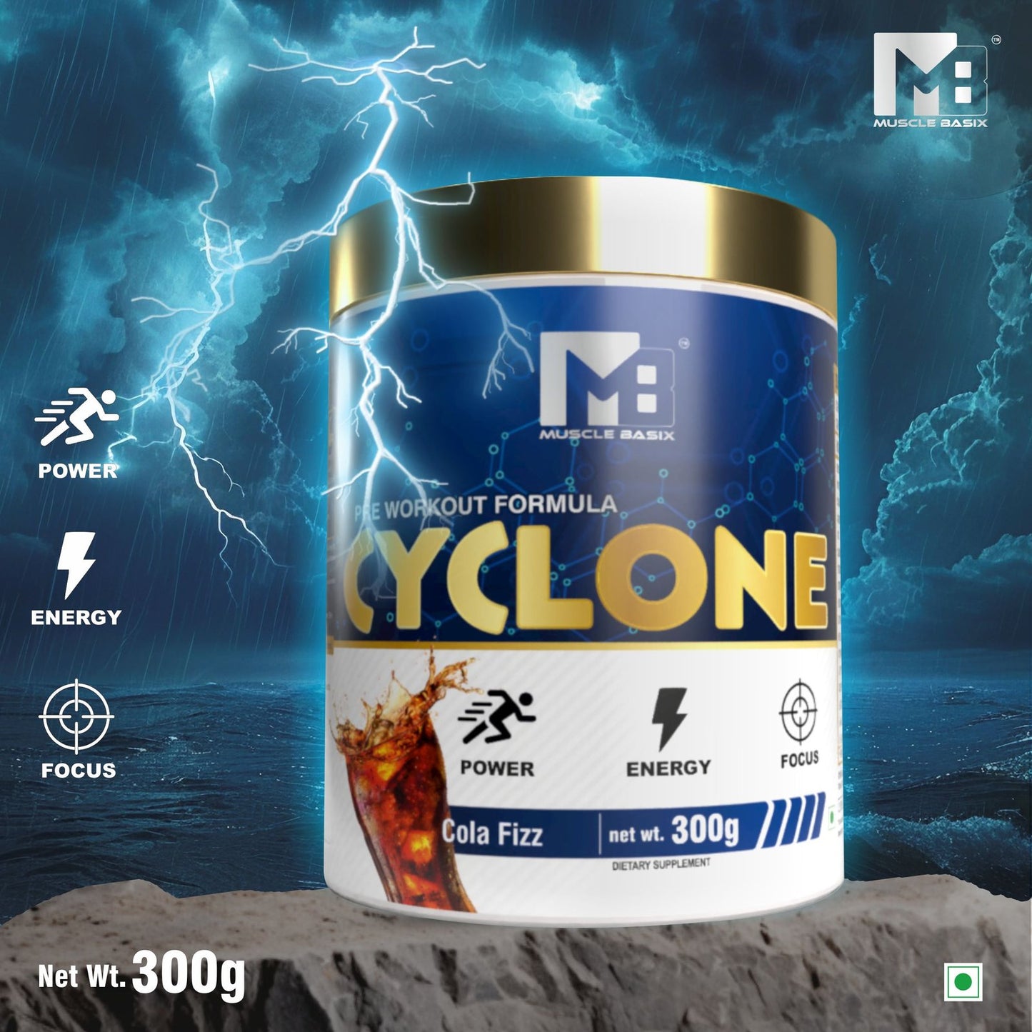 Muscle Basix Cyclone Pre Workout 300Gm.