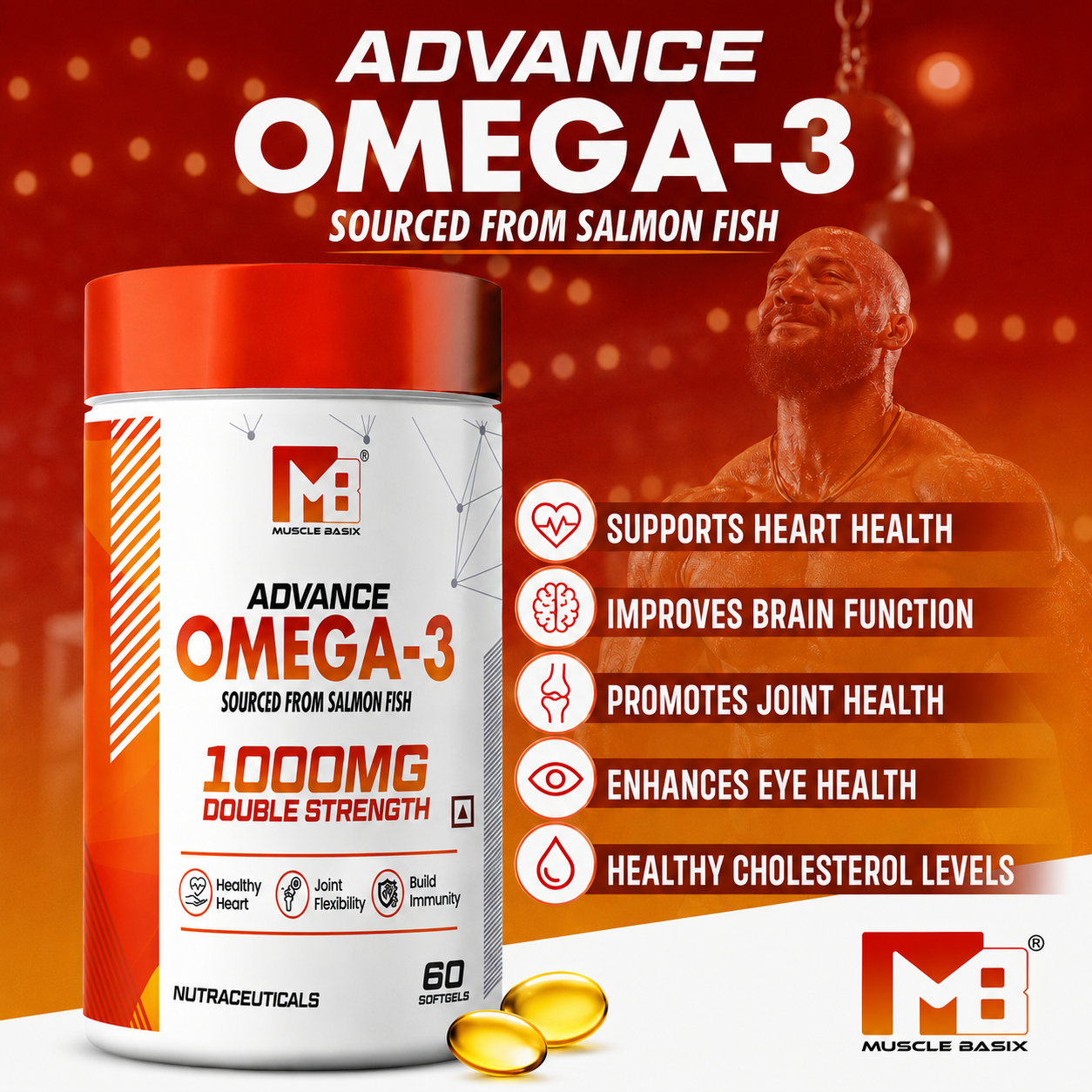Muscle Basix Advanced Omega-3 Double Strength 60 Softgels