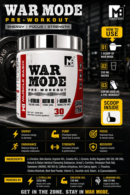 Muscle Basix War Mode Pre Workout 240g.
