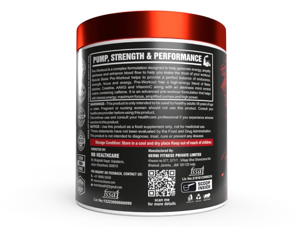 Muscle Basix Detonator Pre Workout 180g.