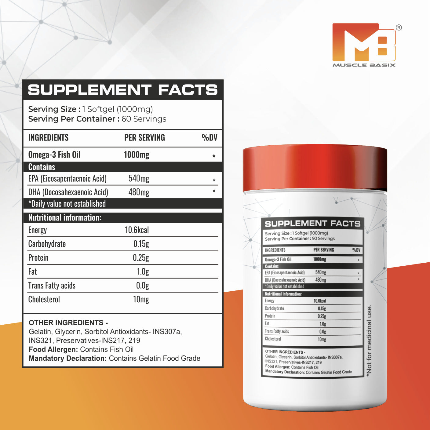 Muscle Basix Advanced Omega-3 Double Strength 60 Softgels