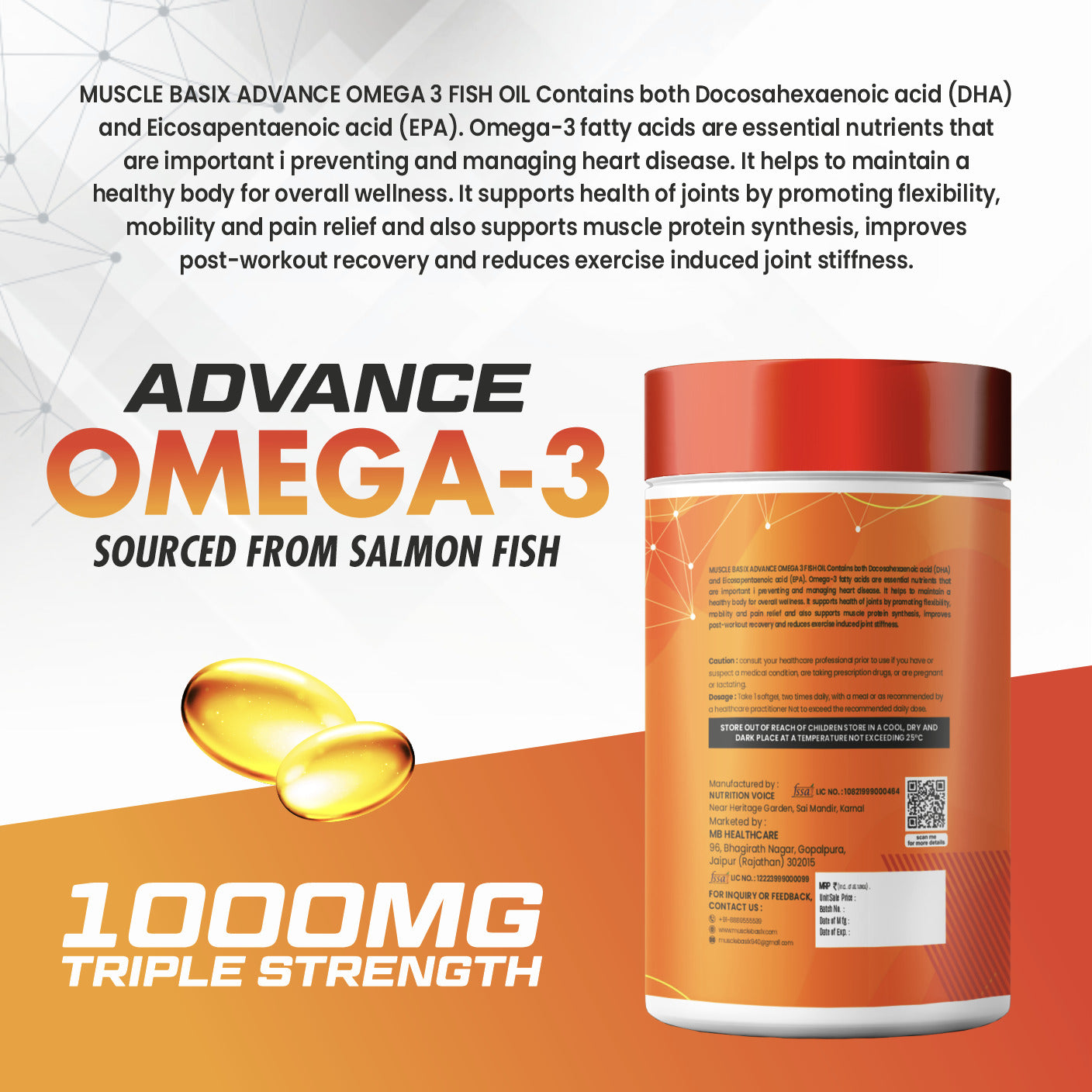 Muscle Basix Advanced Omega-3 Double Strength 60 Softgels