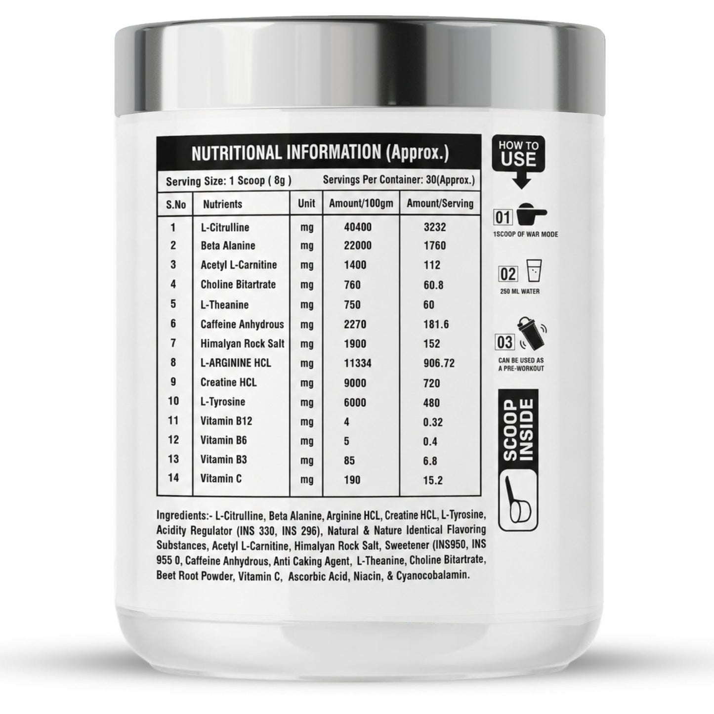 Muscle Basix War Mode Pre Workout 240g.