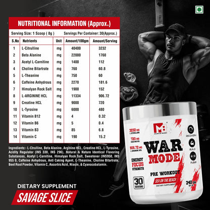 Muscle Basix War Mode Pre Workout 240g.