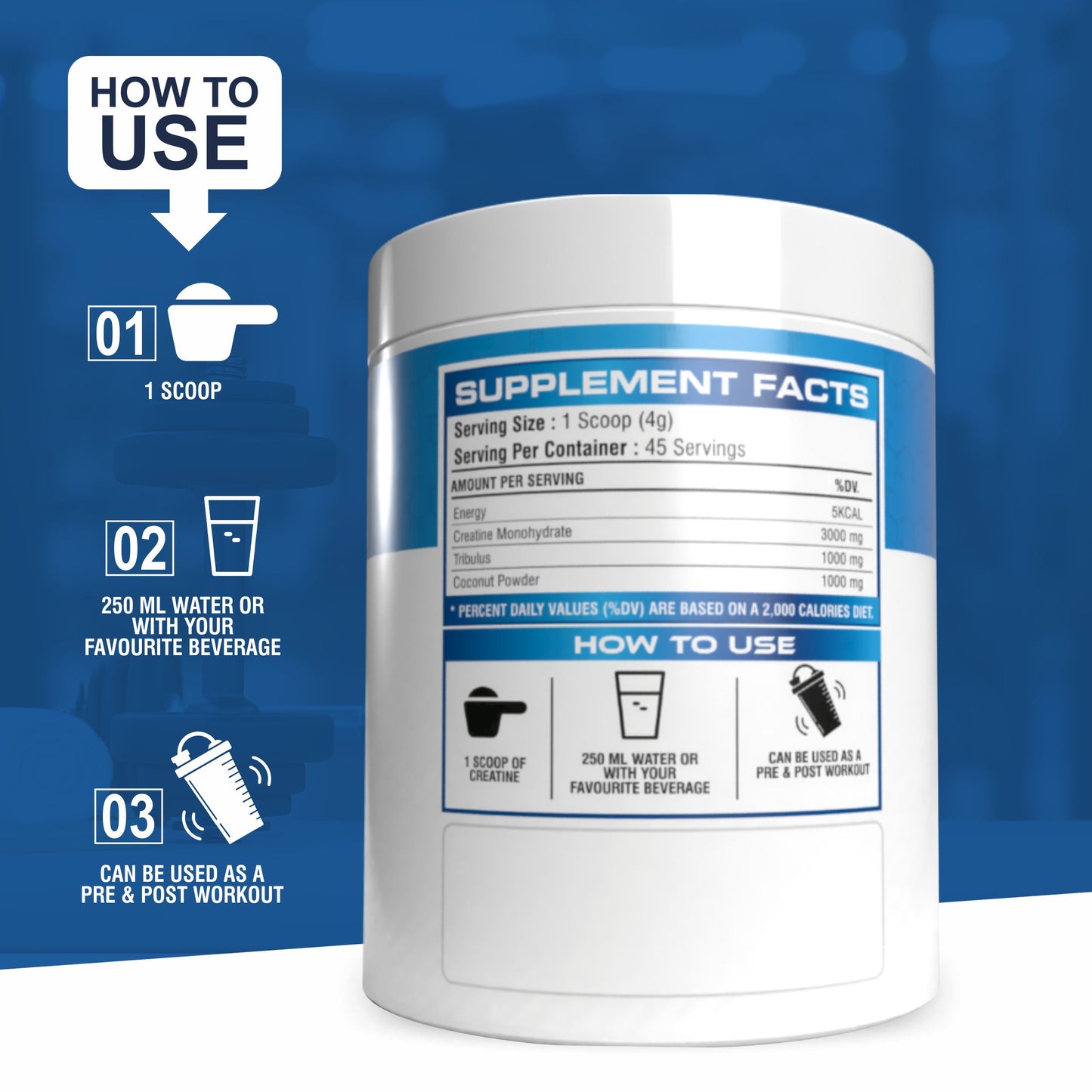 Muscle Basix Creatine monohydrate 210g.