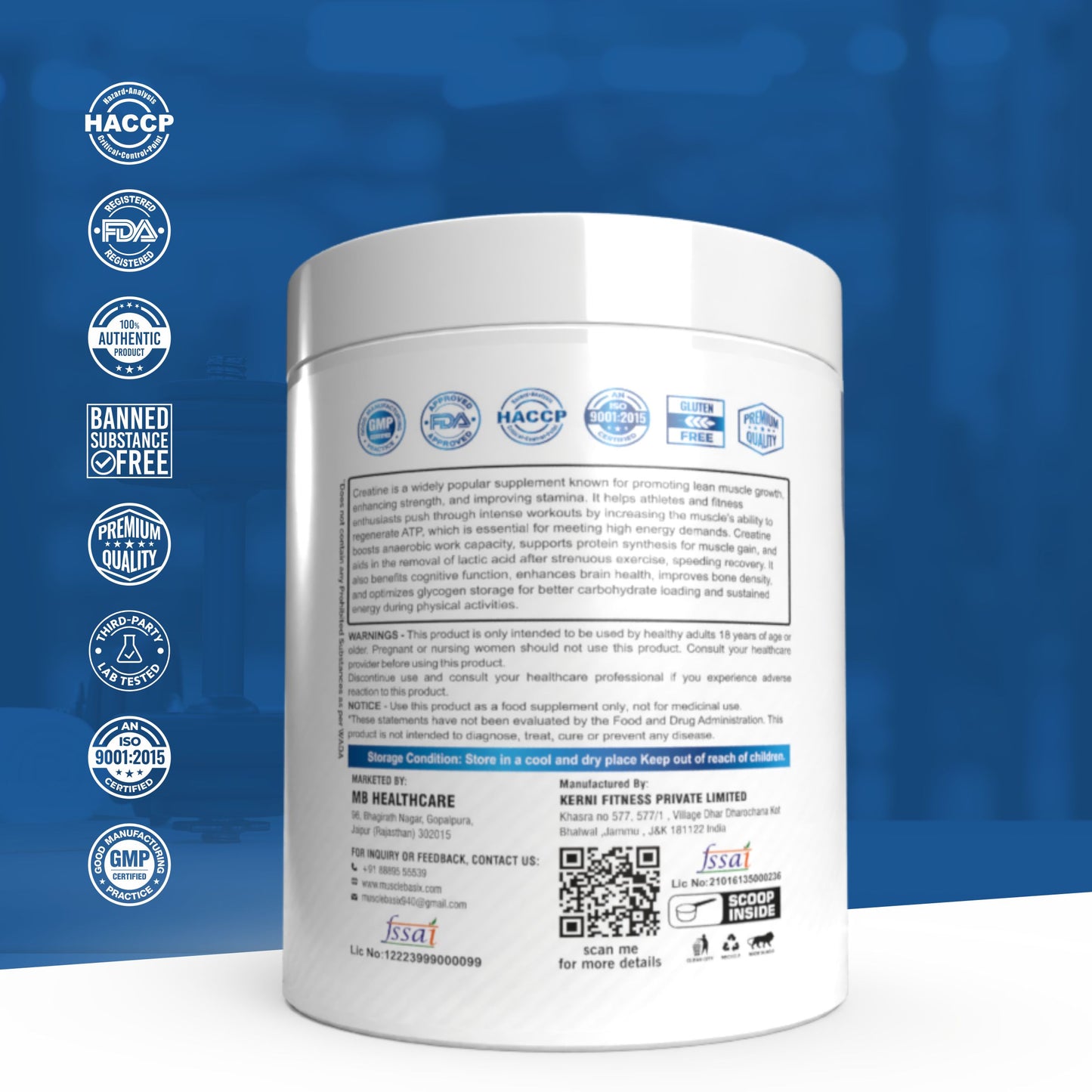 Muscle Basix Creatine monohydrate 210g.