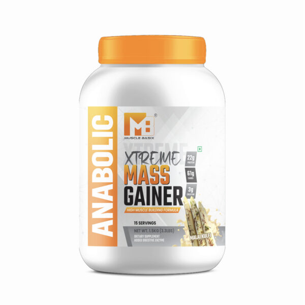 Muscle Basix Xtreme Mass Gainer | 22g Protein, 61g Carbs, 3g Creatine, Added Digestive Enzymes | High-Calorie Anabolic Muscle Building Supplement | Weight Gainer for Men & Women - Image 7