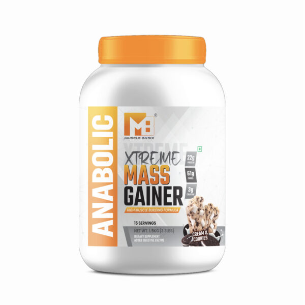 Muscle Basix Xtreme Mass Gainer | 22g Protein, 61g Carbs, 3g Creatine, Added Digestive Enzymes | High-Calorie Anabolic Muscle Building Supplement | Weight Gainer for Men & Women - Image 9