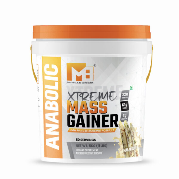 Muscle Basix Xtreme Mass Gainer | 22g Protein, 61g Carbs, 3g Creatine, Added Digestive Enzymes | High-Calorie Anabolic Muscle Building Supplement | Weight Gainer for Men & Women - Image 13