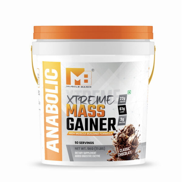 Muscle Basix Xtreme Mass Gainer | 22g Protein, 61g Carbs, 3g Creatine, Added Digestive Enzymes | High-Calorie Anabolic Muscle Building Supplement | Weight Gainer for Men & Women - Image 11