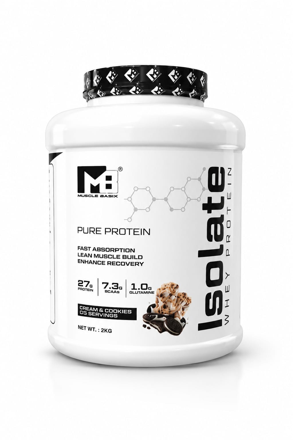 MUSCLE BASIX ISOLATE PROTEIN 2KG, 27GM PROTEIN, 7.3GM BCAA, 1 GM GLUTAMINE - Image 3